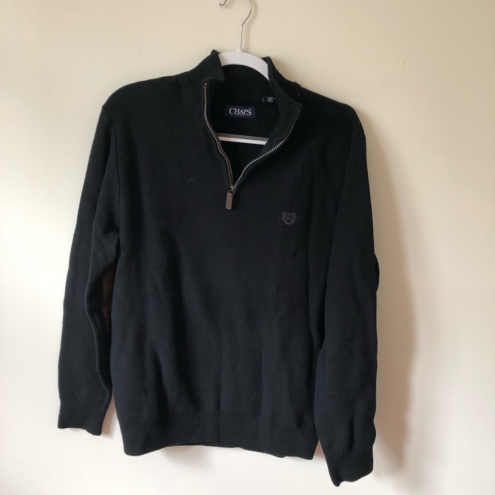 LAST CHANCE CHAPS Black Quarter Zip Sweater
